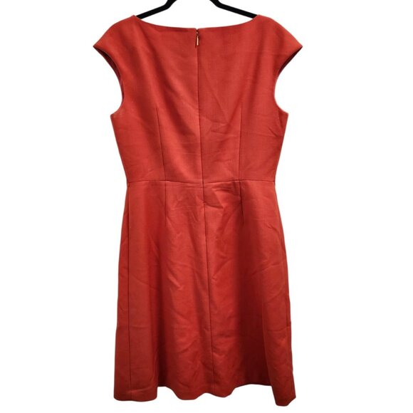 Tory Burch Rust Orange Sheath Dress Size 12 Wool Blend Cap Sleeve Knee Length - Picture 5 of 15